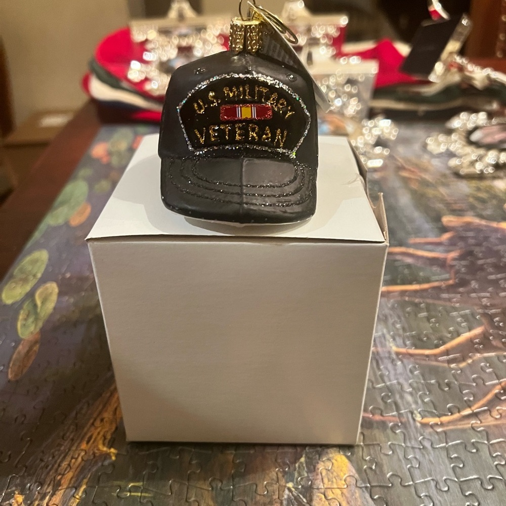 NWT - Old World Christmas - U.S. Military Veteran hat Ornament - Picture 1 of 7